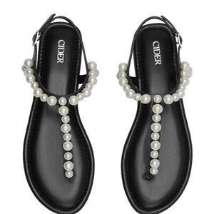 Cider Black Sandals with Pearl Accents NWOT